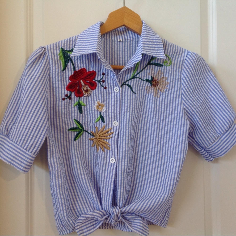 Final Sale!! Embroidered Floral Blouse